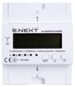 Лічильник трифазний e.control.w08 10(100)А електронний клас 1.0 (некомерц.) RS485 №1