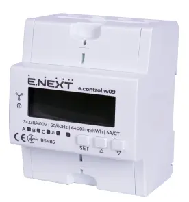 Лічильник трифазний e.control.w09 5А/СТ електронний клас 1.0 (некомерц.) RS485 №1
