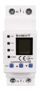 Реле контролю напруги та струму однофазне 63А з індикацією e.control.pro.vcm63 №2