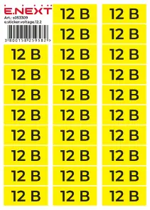 Самоклеящаяся наклейка "12В" e.sticker.voltage.12.2 (90х38мм) 26 шт/лист №1