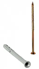 Дюбель e.metiz.dowel.92.U1.06.40.b, c ударным шурупом М6х40 полипропилен, буртик 100 шт №1