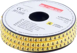 Маркер кабельный e.marker.stand.2.4.4, 2-4 кв.мм, "4", 500 шт