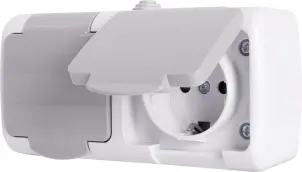 Розетка подвійна e.aqua.1232.grg з з/к, для зовнішнього монтажу, IP54, сірий №1