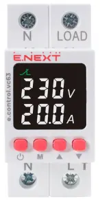 Реле контроля напряжения и тока однофазное 63А с индикацией e.control.vc63 №2