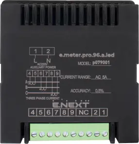 Цифровий амперметр врізний e.meter.pro.96.a.led 96х96мм, АС 230В, 5А №3