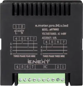 Цифровий вольтметр врізний e.meter.pro.96.v.led 96х96мм, АС 230В, 0-450В №4