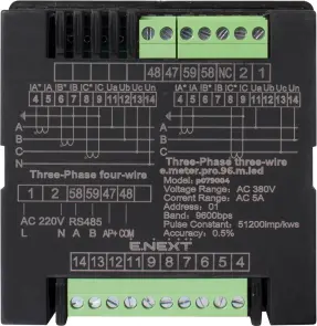 Аналізатор параметрів мережі e.meter.pro.96.m.led 96х96мм, АС 230В, 5А, 0-450В, RS-485 №3