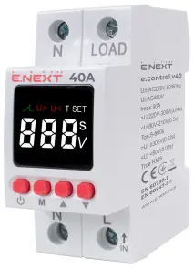 Реле контроля напряжения однофазное 40А с индикацией e.control.v40 №1