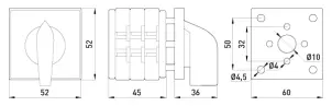 Пакетный переключатель LK16/3.323-ZP/45 щитовой, с передней панелью, 3p, 1-0-2, 16А №4