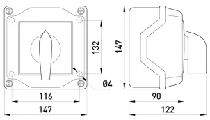 Пакетный переключатель LK40/2.211-ОВ/45 в корпусе, 3p, 0-1, 40А, IP44 №4