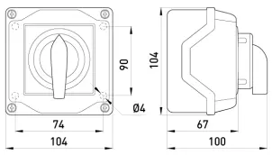 Пакетный переключатель LK16/4.322-ОК/45 в корпусе (под пломбировку), 0-1-2, 16А, IP44 №5