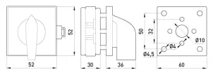 Пакетный переключатель LK25/1.216-SP/45 щитовой, на DIN – рейку, 1p, 0-1, 25А №4