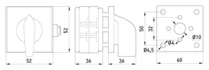 Пакетний перемикач LK25/2.211-SP/45 щитовий, на DIN - рейку, 3p, 0-1, 25А №4