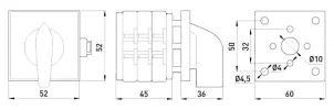 Пакетный переключатель LK25/3.323-SP/45 щитовой, на DIN – рейку, 3p, 1-0-2, 25А №2