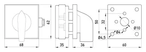 Пакетный переключатель LK40/1.216-SP/45 щитовой, на DIN – рейку, 1p, 0-1, 40А №4