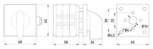 Пакетный переключатель LK40/3.323-SP/45 щитовой, на DIN – рейку, 3p, 1-0-2, 40А №4