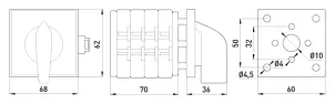 Пакетный переключатель LK63/4.322-SP/45 щитовой, на DIN – рейку, 0-1-2, 63А №5