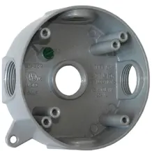 Коробка распределительная (монтажная) металлическая без крышки e.industrial.pipe.db.round.thread.5.x.1/2", круглая на 5 резьбовых вводов для труб 1/2"