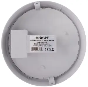 Світильник світлодіодний вологозахищений e.LED.rondo.12.6500.white, 12Вт, 6500К, IP54, білий №3