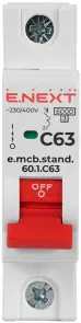 Модульный автоматический выключатель e.mcb.stand.60.1.C63, 1р, 63А, C, 6кА №1
