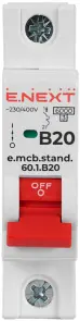 Модульный автоматический выключатель e.mcb.stand.60.1.B20, 1р, 20А, B, 6кА №2