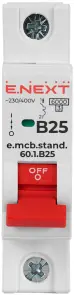 Модульный автоматический выключатель e.mcb.stand.60.1.B25, 1р, 25А, B, 6кА №2