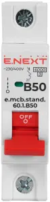 Модульный автоматический выключатель e.mcb.stand.60.1.B50, 1р, 50А, B, 6кА №3