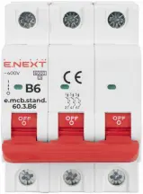 Модульный автоматический выключатель e.mcb.stand.60.3.B6, 3р, 6А, B, 6кА