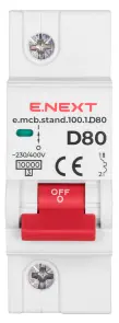 Модульный автоматический выключатель e.mcb.stand.100.1.D80, 1р, 80А, D, 10кА №2