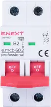 Модульный автоматический выключатель e.mcb.pro.60.2.B 2 new, 2р, 2А, В, 6кА, new