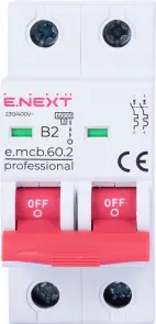 Модульный автоматический выключатель e.mcb.pro.60.2.B 2 new, 2р, 2А, В, 6кА, new №1