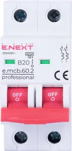 Модульный автоматический выключатель e.mcb.pro.60.2.B 20 new, 2р, 20А, В, 6кА, new №1
