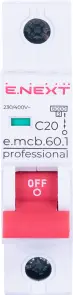 Модульный автоматический выключатель e.mcb.pro.60.1.C 20 new, 1р, 20А, C, 6кА new №1