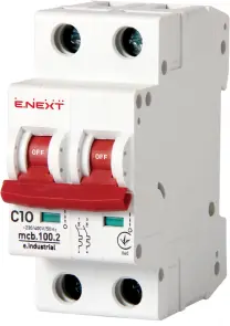 Модульный автоматический выключатель e.industrial.mcb.100.2.C10, 2 г, 10А, C, 10кА №1