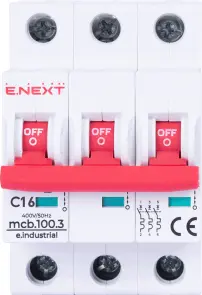Модульный автоматический выключатель e.industrial.mcb.100.3.C16, 3 г, 16А, C, 10кА №3