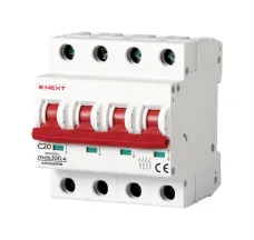 Модульний автоматичний вимикач e.industrial.mcb.100.4.C20, 4 р, 20А, C, 10кА