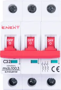 Модульный автоматический выключатель e.industrial.mcb.100.3.C32, 3 г, 32А, C, 10кА №1