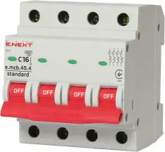 Модульный автоматический выключатель e.mcb.stand.45.4.C16, 4р, 16А, C, 4,5 кА