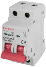 Модульный автоматический выключатель e.mcb.stand.45.2.C25, 2р, 25А, C, 4,5 кА