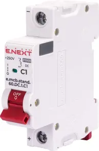 Модульный автоматический выключатель e.mcb.stand.60.DC.1.C1, 1р, 1А, C, 6кА, DC №1