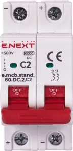 Модульный автоматический выключатель e.mcb.stand.60.DC.2.C2, 2р, 2А, C, 6кА, DC №2