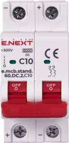Модульный автоматический выключатель e.mcb.stand.60.DC.2.C10, 2р, 10А, C, 6кА, DC №2