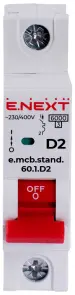 Модульный автоматический выключатель e.mcb.stand.60.1.D2, 1р, 2А, D, 6кА №2