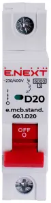 Модульный автоматический выключатель e.mcb.stand.60.1.D20, 1р, 20А, D, 6кА №2