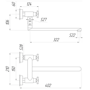 Змішувач для ванни Globus Lux DUKAT SD4-108 №7