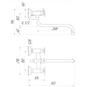 Смеситель для ванны Globus Lux DUKAT SD4-208L №6