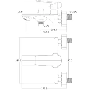 Змішувач для ванної Globus Lux BONN GLB-0102N №7