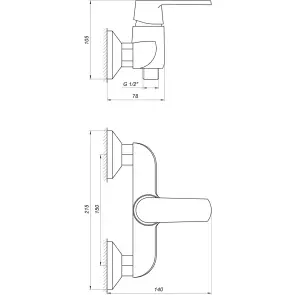 Змішувач для душу Globus Lux Laguna GLA-0105-10-BB №7