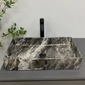 Умивальник (раковина) VBI TRIEST ANTHRACITE MARBLE накладний №1