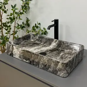 Умивальник (раковина) VBI TRIEST ANTHRACITE MARBLE накладний №4